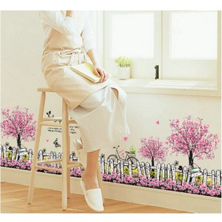 Decal Dán Chân Tường Hoa Cây Tím