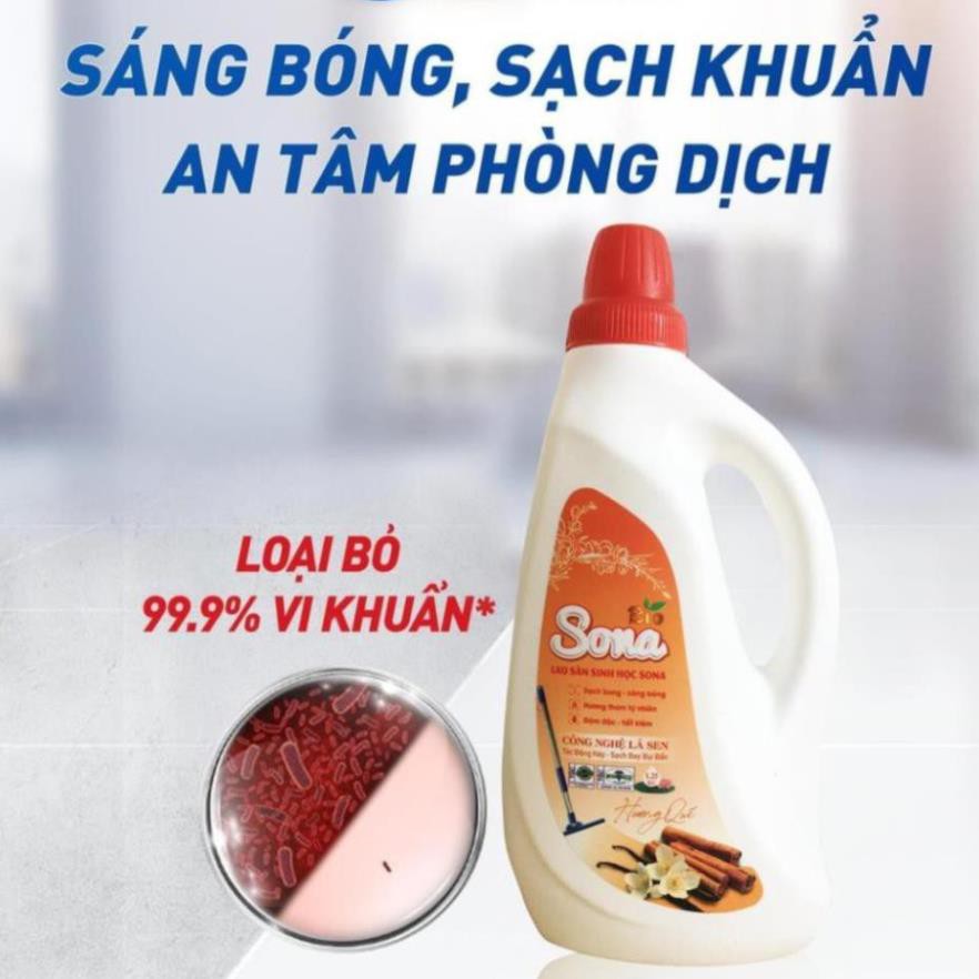 Nước Lau Sàn Đuổi Muỗ Hương Quế & Hương Chanh Sả SoNa 1.25kg, Lau Sạch Vết Bẩn Khó, Không Hại Men Gạch, Phù Hợp Sàn Gỗ