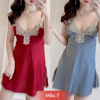 Váy Ngủ 2 Dây (Kèm Mút Ngực) Vải Satin Lụa Siêu Mát Siêu Mềm