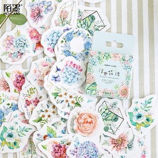 46 sticker world flower/ nhãn dán những đóa hoa trang trí sổ tay/ nhật ký/ lưu bút tentomi