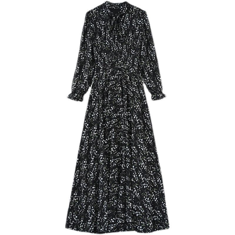 Đầm Dài Vải Voan Tay Dài Chiết Eo Siêu Thần Tiên Phong Cách Mùa Xuân Và Mùa Thu Dành Cho Nữ 2022