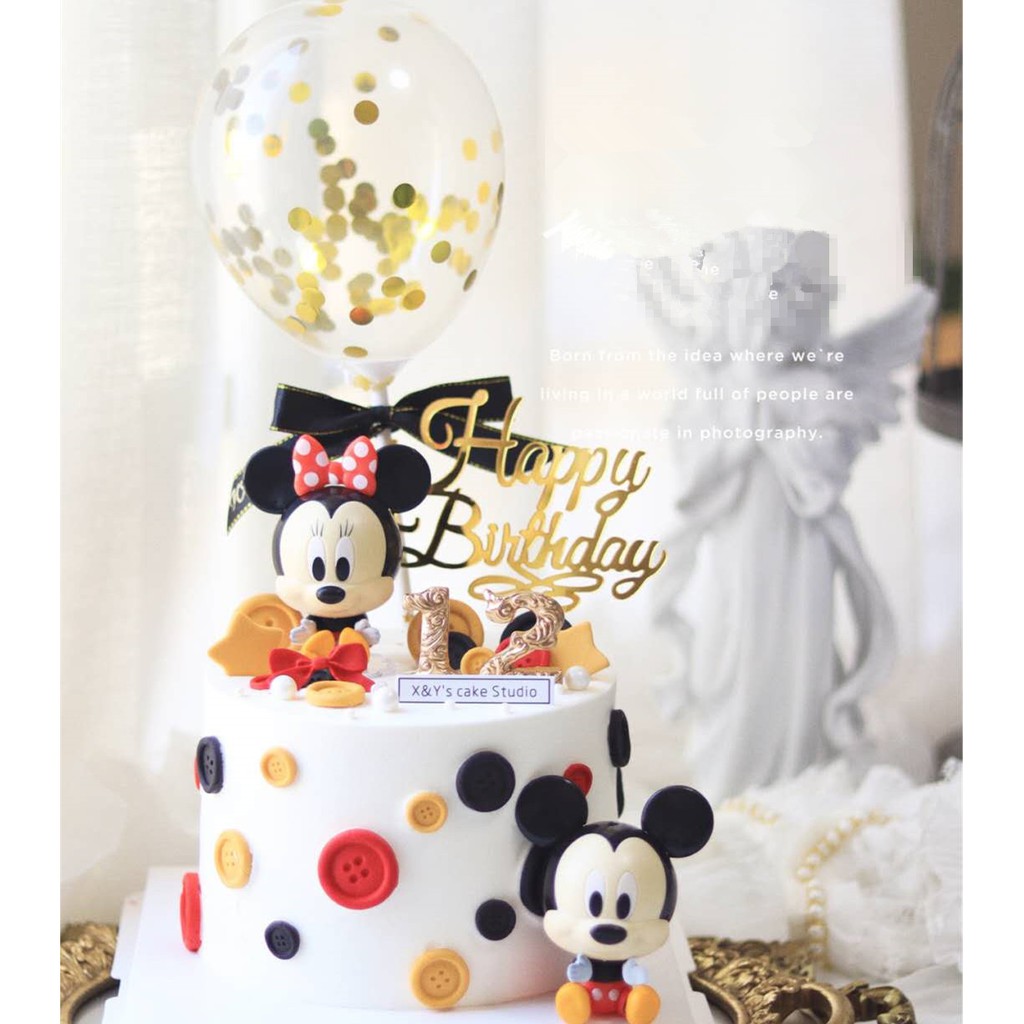 Set 2 Topper Trang Trí Bánh Kem Hình Chuột Mickey