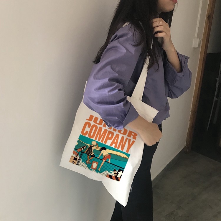 Junior Company Ulzzang Canvas Tote Bag Korean Single Shoulder Bag Shopping Bag Students Totebag