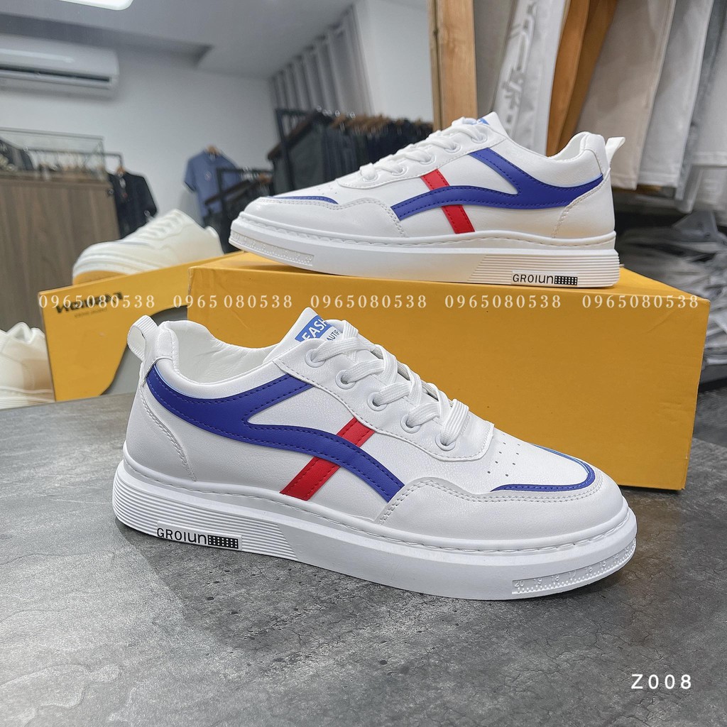 [FreeShip - Ảnh thật tự chụp] Giày thể thao nam,Giày Sneaker viền xanh đỏ -  Z008