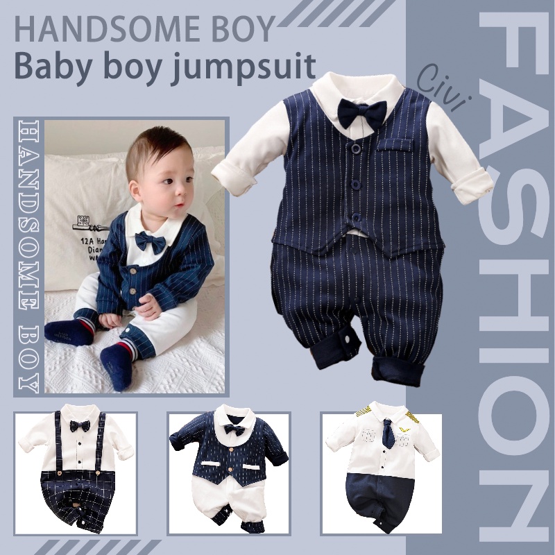 Bộ Áo Liền Quần Cotton Tay Dài In Hình Mặt Trăng Thời Trang Cho Bé Trai Sơ Sinh 0172