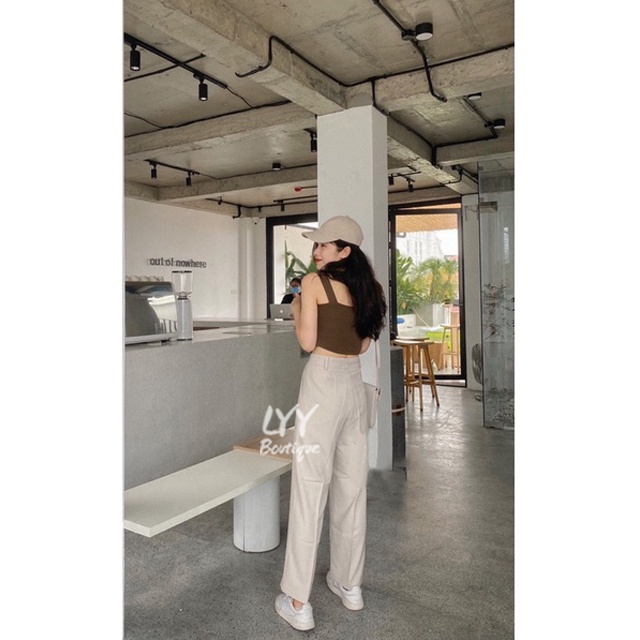 Áo croptop 2 dây bản to có sẵn đệm mút ngực freesize 3 mày chất đẹp LYY BOUTIQUE