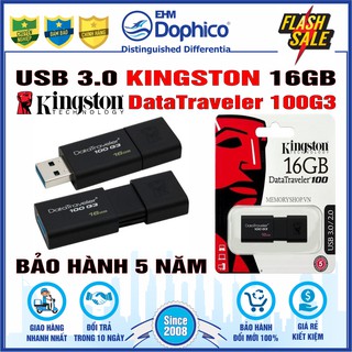 USB 3.0 Kingston 16GB – DataTraveler 100G3 – CHÍNH HÃNG – Bảo hành 5 năm