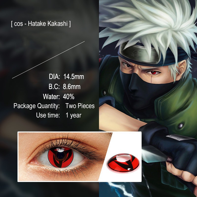 FirstSee 2 cái Sharingan Halloween Danh bạ cho Naruto Cosplay Màu Mắt Đỏ cho Nhân vật Hoạt hình kakashi