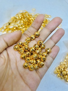 Hạt vàng xâu vòng gỗ, vòng đá size 6mm xi mạ 24k bền màu