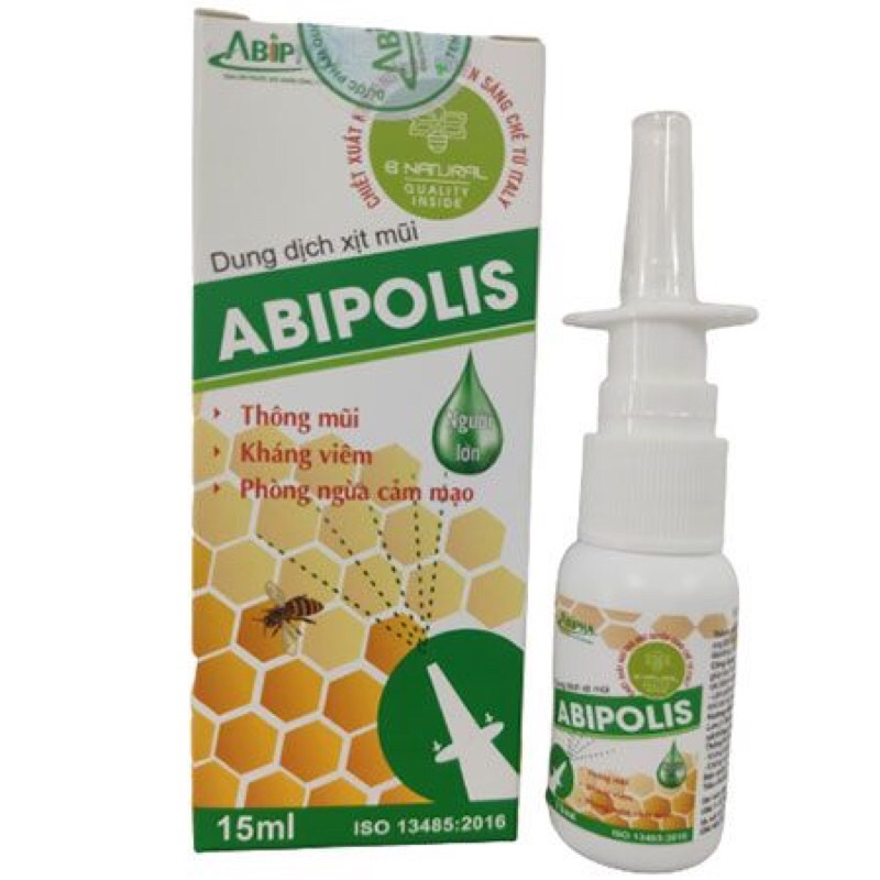 Dung dịch xịt mũi Abipolis 15ml keo ong (abipha) hỗ trợ: xoang, đường hô hấp trên, nghẹt mũi, sổ mũi, dị ứng...