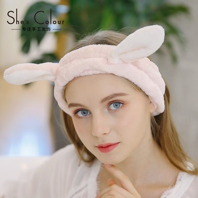 Kem rửa mặt dây đeo tóc nữ hàn quốc dễ thương tai thỏ Headband hoạt hình đơn giản Thỏ lông nhung Headband Headband