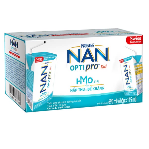 6 Hộp Sữa dinh dưỡng pha sẵn Nestlé NAN OPTIPRO Kid 115ml (Bé Từ 1 Tuổi)