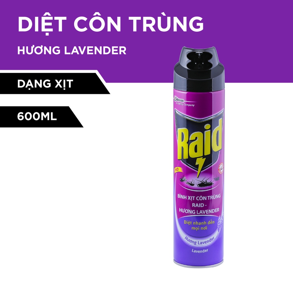 [Mã COSSCJ10 giảm 8% đơn 150K] RAID Bình xịt côn trùng Hương Lavender 600ml