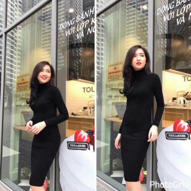 Váy body cổ lọ tay dài | BigBuy360 - bigbuy360.vn