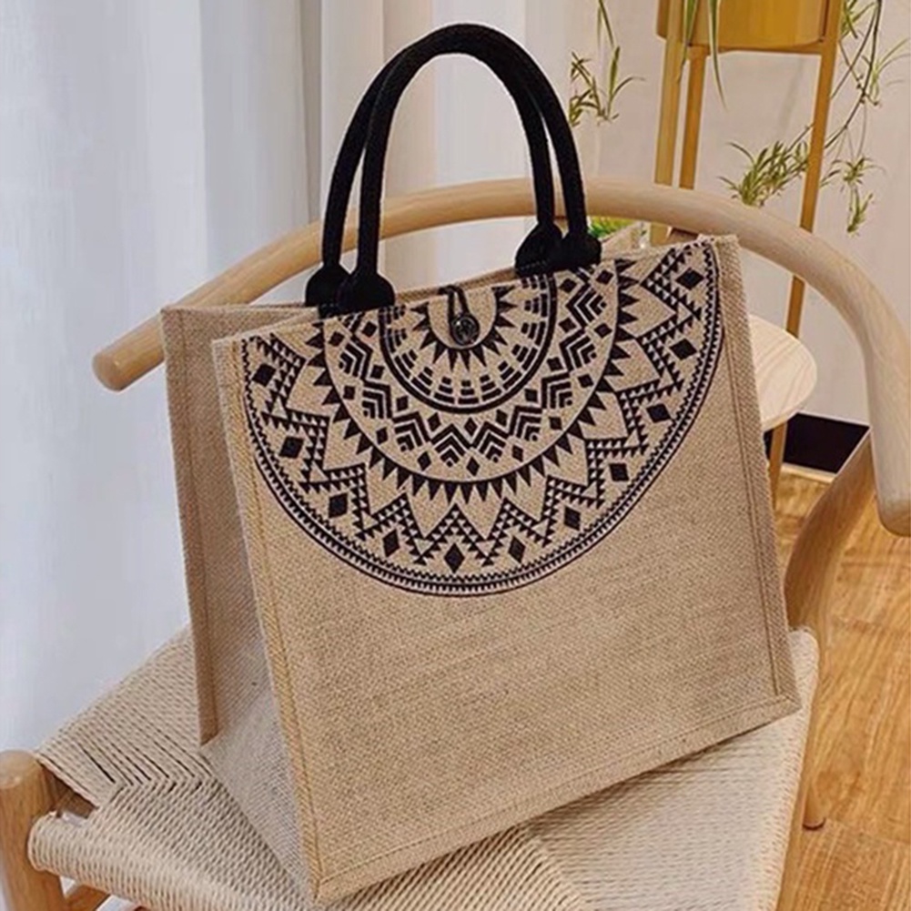 Túi Xách Vải Lanh Cao Cấp Họa Tiết Thổ Cẩm Phong Cách Retro