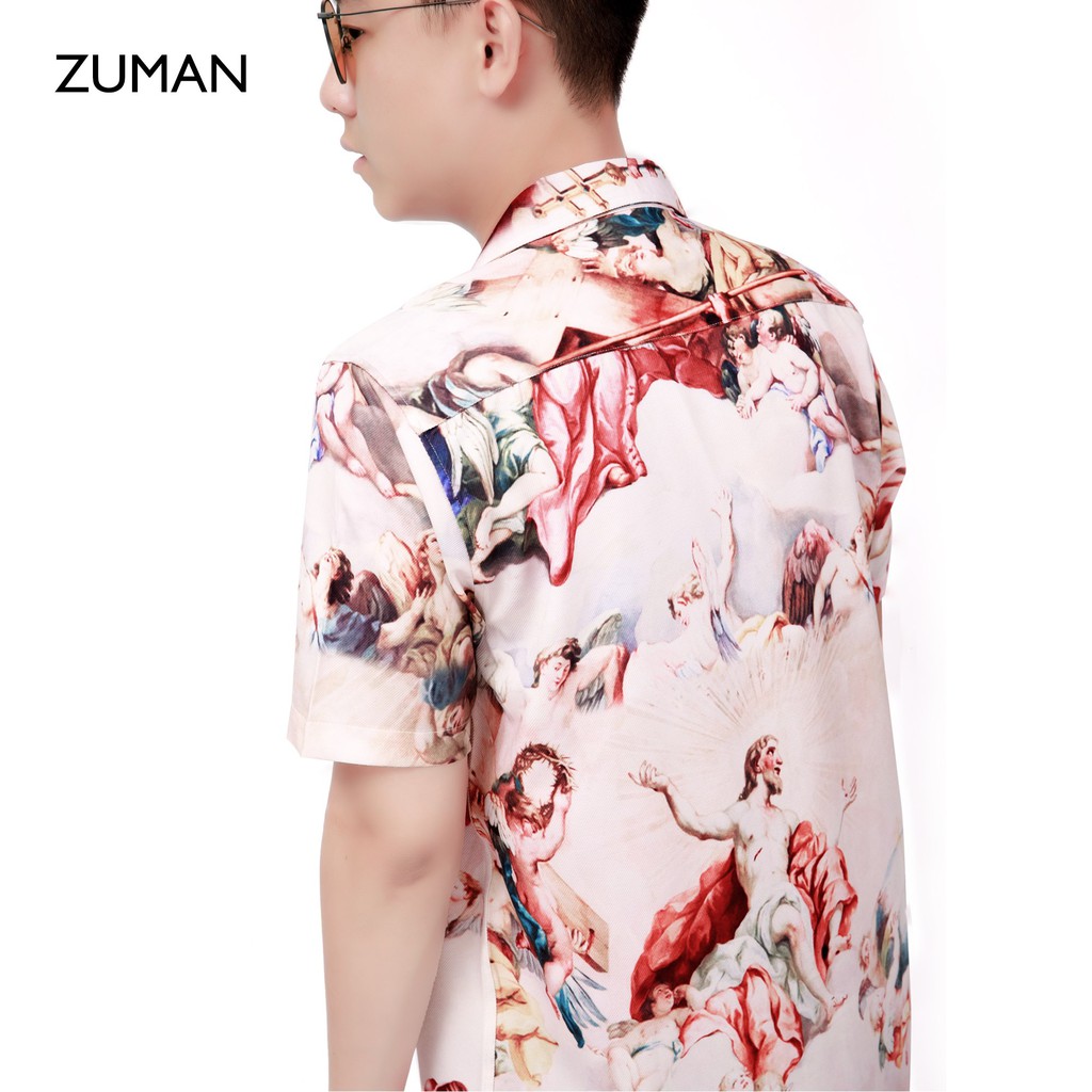 Áo sơ mi nam họa tiết thiên thần JUSTICE ANGEL ASM207 ZUMAN  Fulltag, Chuẩn cao cấp, lụa vân chéo 100% | BigBuy360 - bigbuy360.vn