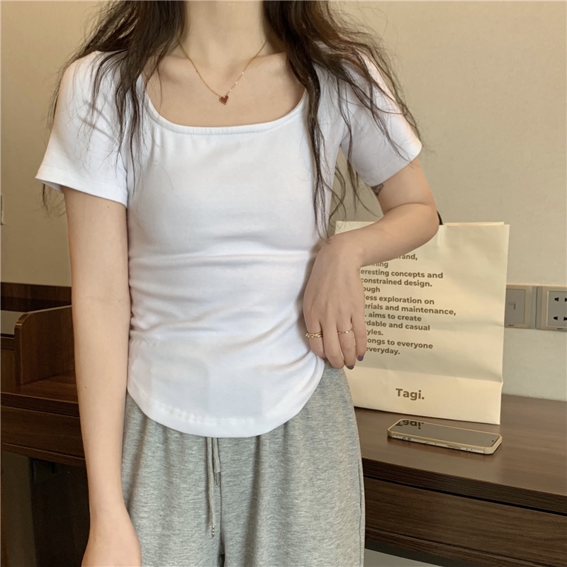 Áo Thun Tay Ngắn Cổ Chữ U Dáng Ôm Thời Trang Dành Cho Nữ 53350