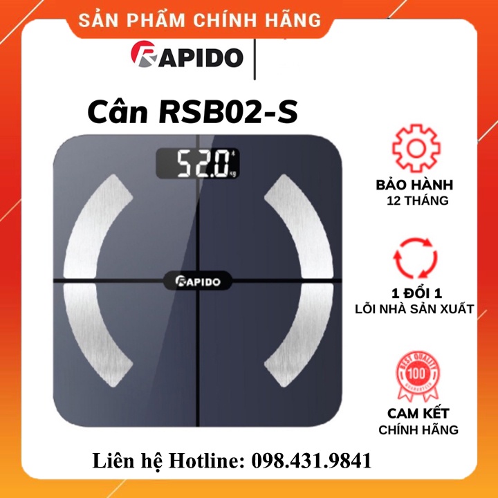 Cân sức khỏe phân tích chỉ số - loại vuông, có Bluetooth RSB02-S, Kiểm Soát Và Lắng Nghe Cơ Thể Bạn