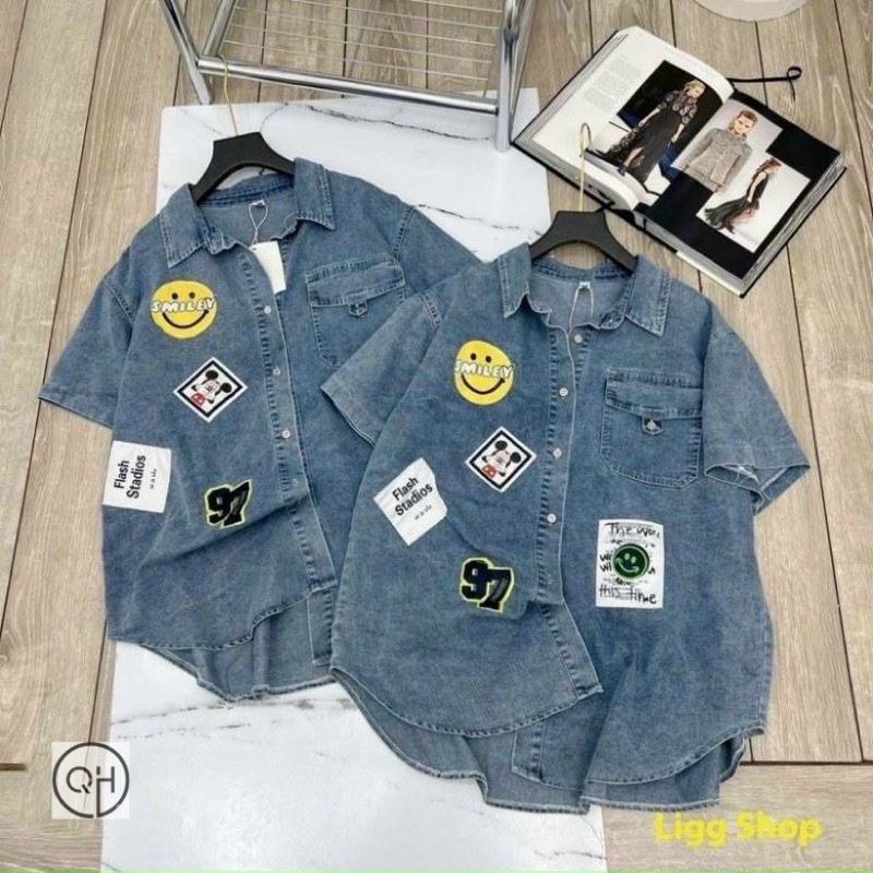 Áo sơ mi DENIM cộc tay loang siêu RẺ  MAIANHSHOP