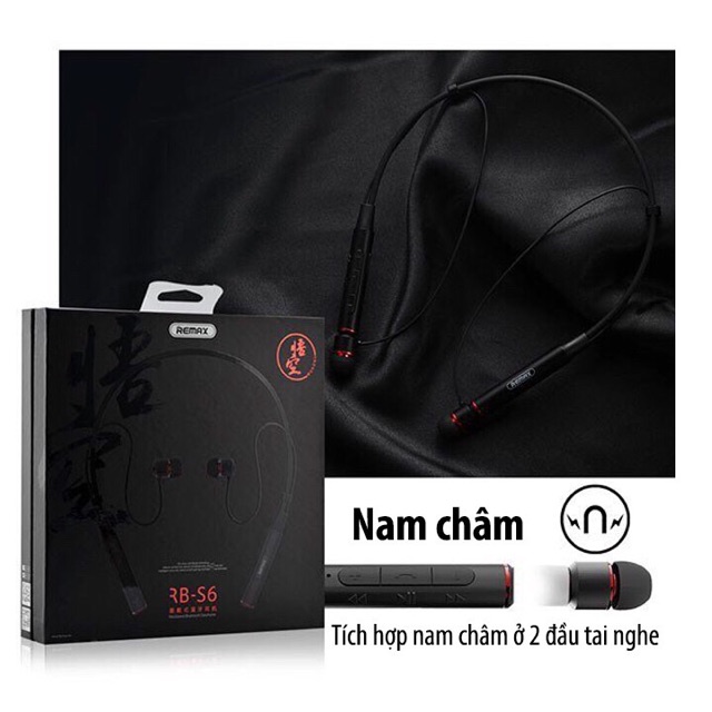 [Mã ELMS5 giảm 7% đơn 300K] (Chính hãng) Tai nghe Bluetooth đeo cổ thể thao Remax RB-S6 Sport ( Pass cực hay, êm tai ) | BigBuy360 - bigbuy360.vn