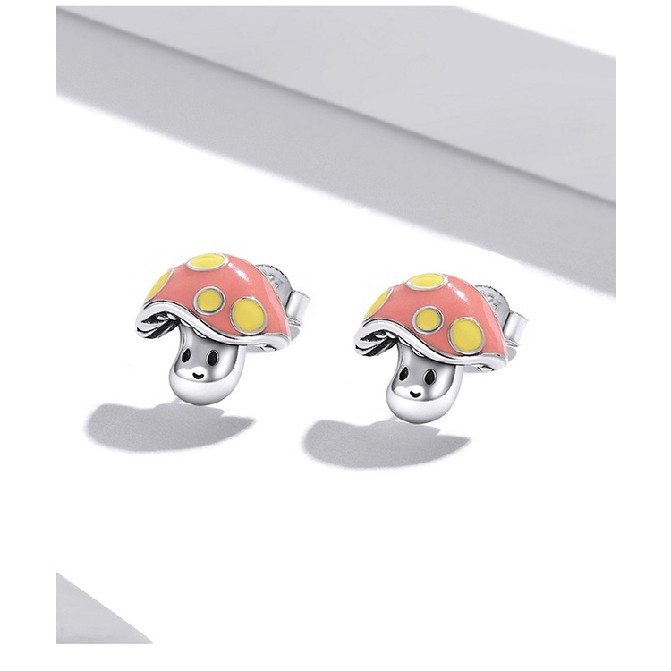 Đôi bông tai BAMOER SCE1336 bằng bạc 925 hình cây nấm mini đáng yêu dùng làm phụ kiện trang sức