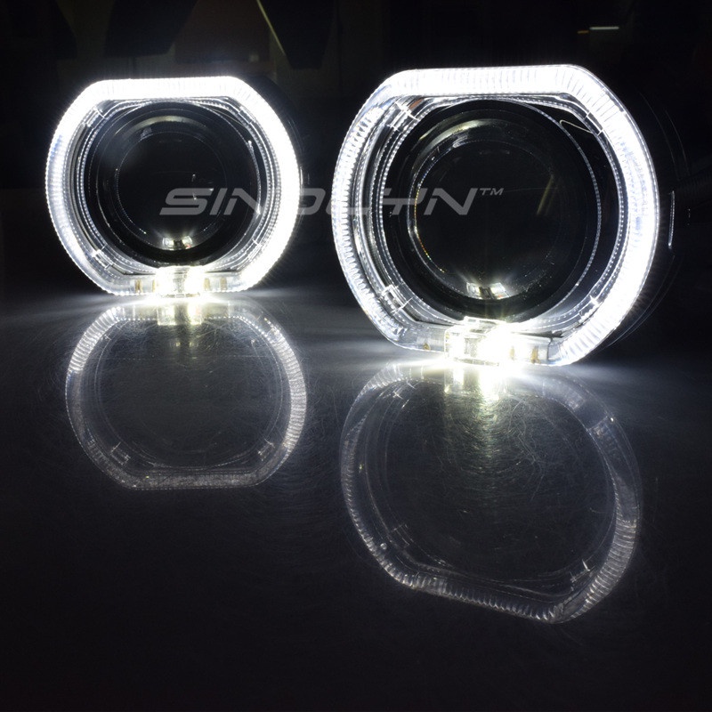 Bộ đèn pha bóng LED Sinolyn Angel Eyes Bi Xenon H4 H7 DRL Devil 2.5inch cho xe hơi sử dụng H1 HID