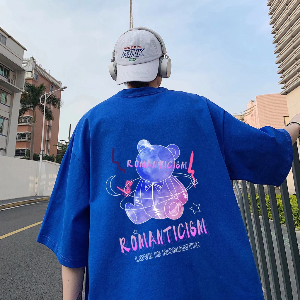 áo thun 100% cotton Tay Ngắn In Hình Gấu Sau Lưng Dành Cho Nam Và Nữ