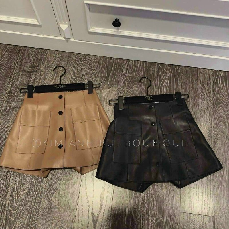 Quần giả váy da khuy túi hộp hàng QCL1