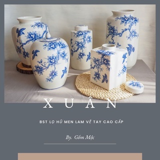 Bộ lọ, hũ men lam gốm Bát Tràng