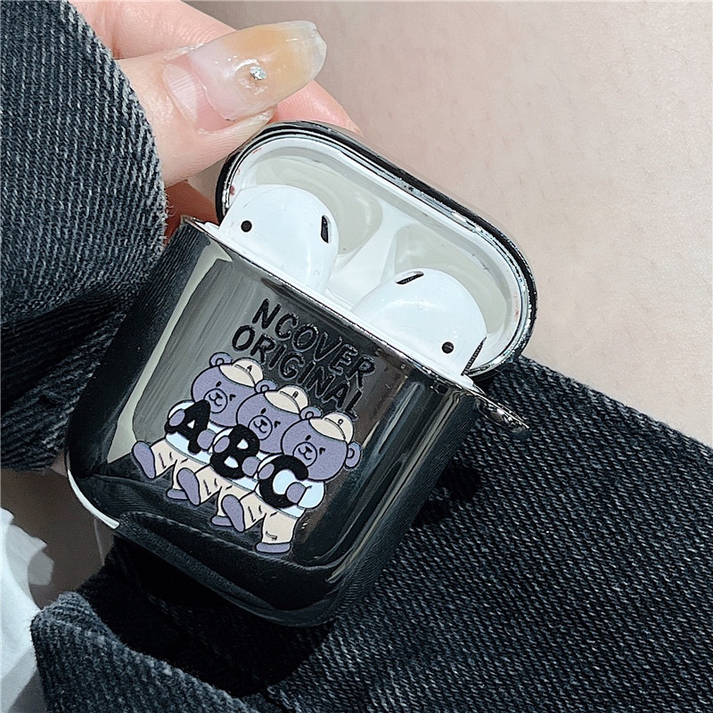 Vỏ tpu Mạ Điện Họa Tiết Hoạt Hình Có Dây Đeo Bảo Vệ Hộp Sạc Tai Nghe airpods 2 / 3 Ốp