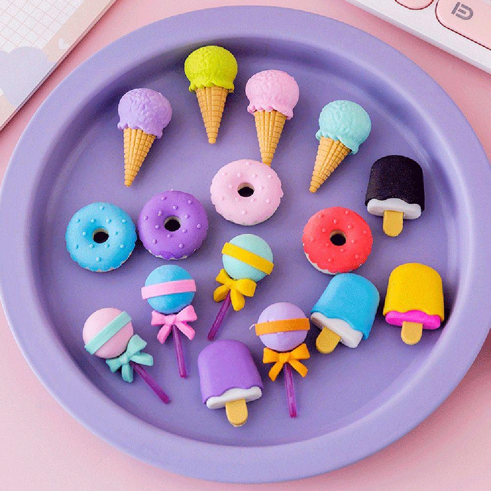 Bộ 4 Cục Tẩy Hình Cây Kem / Kẹo Mút / Bánh Donut Dành Cho Học Sinh / Nhân Viên Văn Phòng
