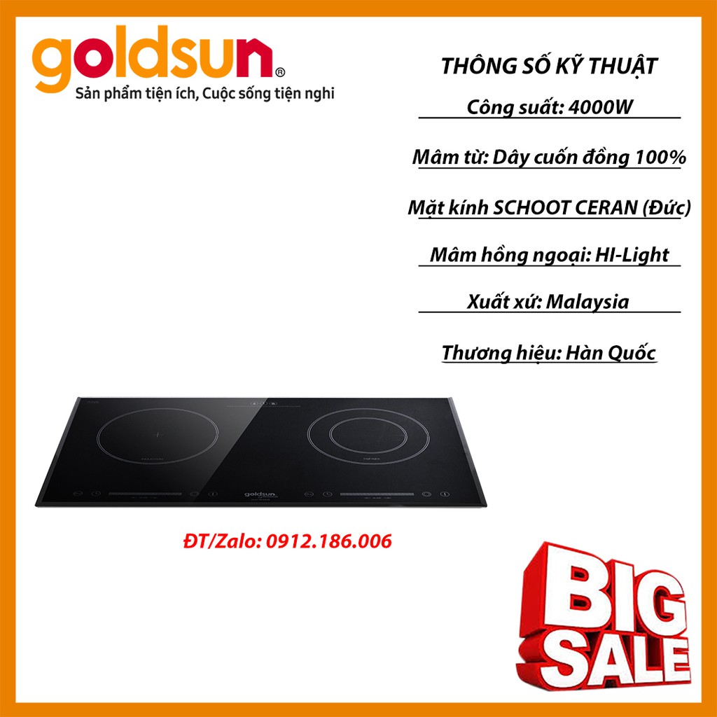Bếp Điện Từ - Hồng Ngoại Goldsun CH-GYL28 (4000W) - Đen - Hàng chính hãng