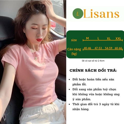 Áo thun nữ tay ngắn dáng ôm cổ tròn dễ thương APN005