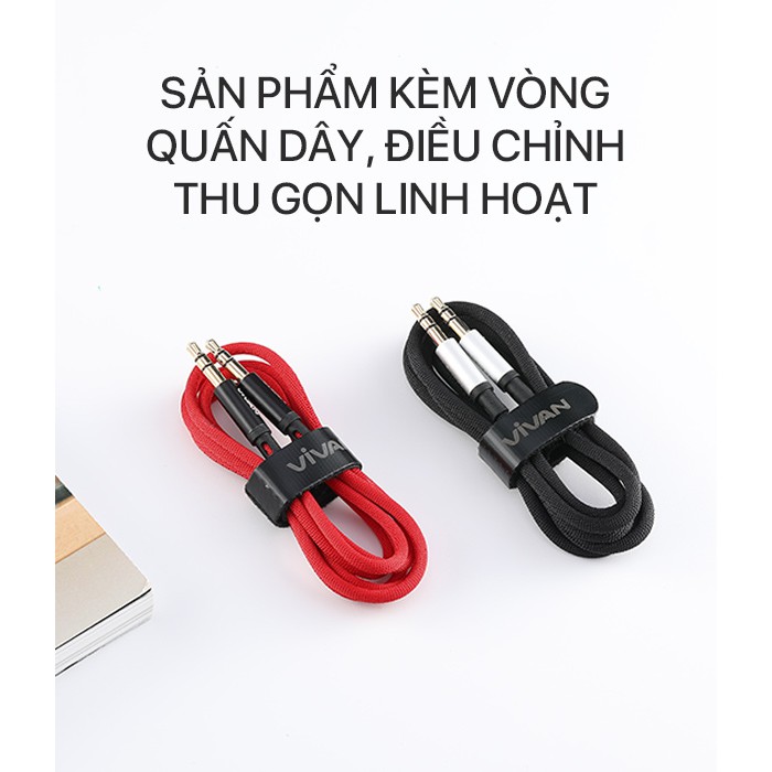 [Mã ELRVA30K giảm 7% đơn 99K] Dây Cáp Âm Thanh AUX VIVAN AUX01 Cổng Kết Nối 3.5mm Dài 100cm - BẢO HÀNH 12 THÁNG 1 ĐỔI 1