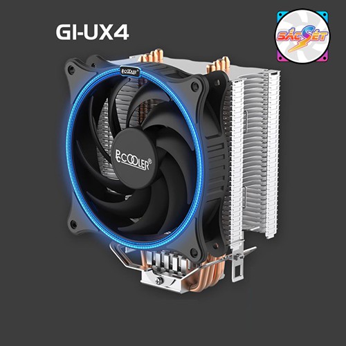 Quạt tản nhiệt CPU PCCooler GI-UX4 . LED Ring, điều tốc PWM . Hiệu năng cực cao.