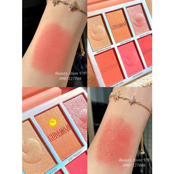 [FREESHIP] Bảng Phấn Má Hồng Bắt Sáng Nhũ Lấp Lánh 6 in 1 Peaches Blush Palette