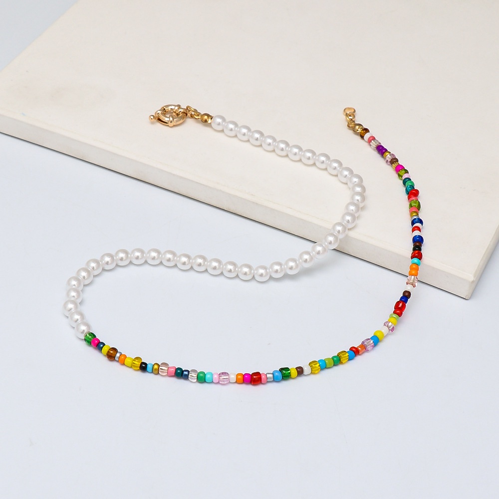 Vòng cổ chuỗi hạt ngọc trai màu sắc đa dạng phong cách bãi biển thời trang 2021