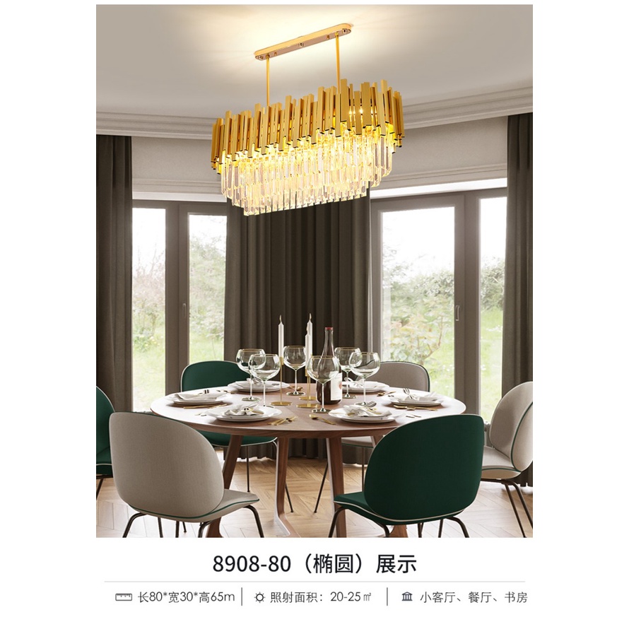Đèn thả pha lê mạ vàng dài, SuperVilighting, mã THAVANG-DAI, trang trí phòng khách, shop quán cafe Đui E14, BH 24 Tháng.