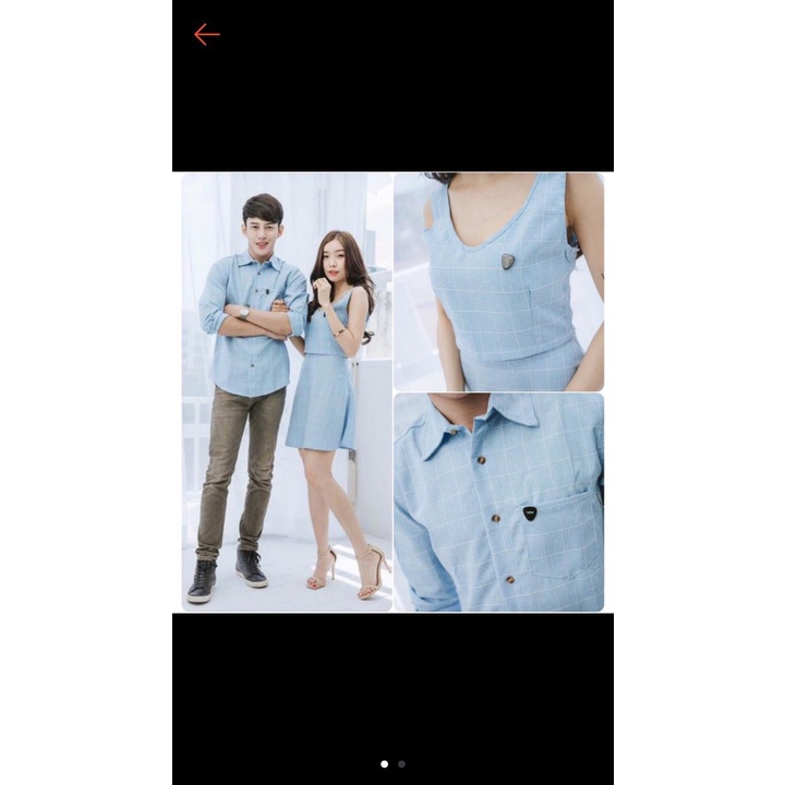 Set đồ đôi áo đôi áo cặp áo tình nhân gồm áo sơ mi và váy nữ chất vải kate thoáng mát hiện đại, set đồ couple CP042