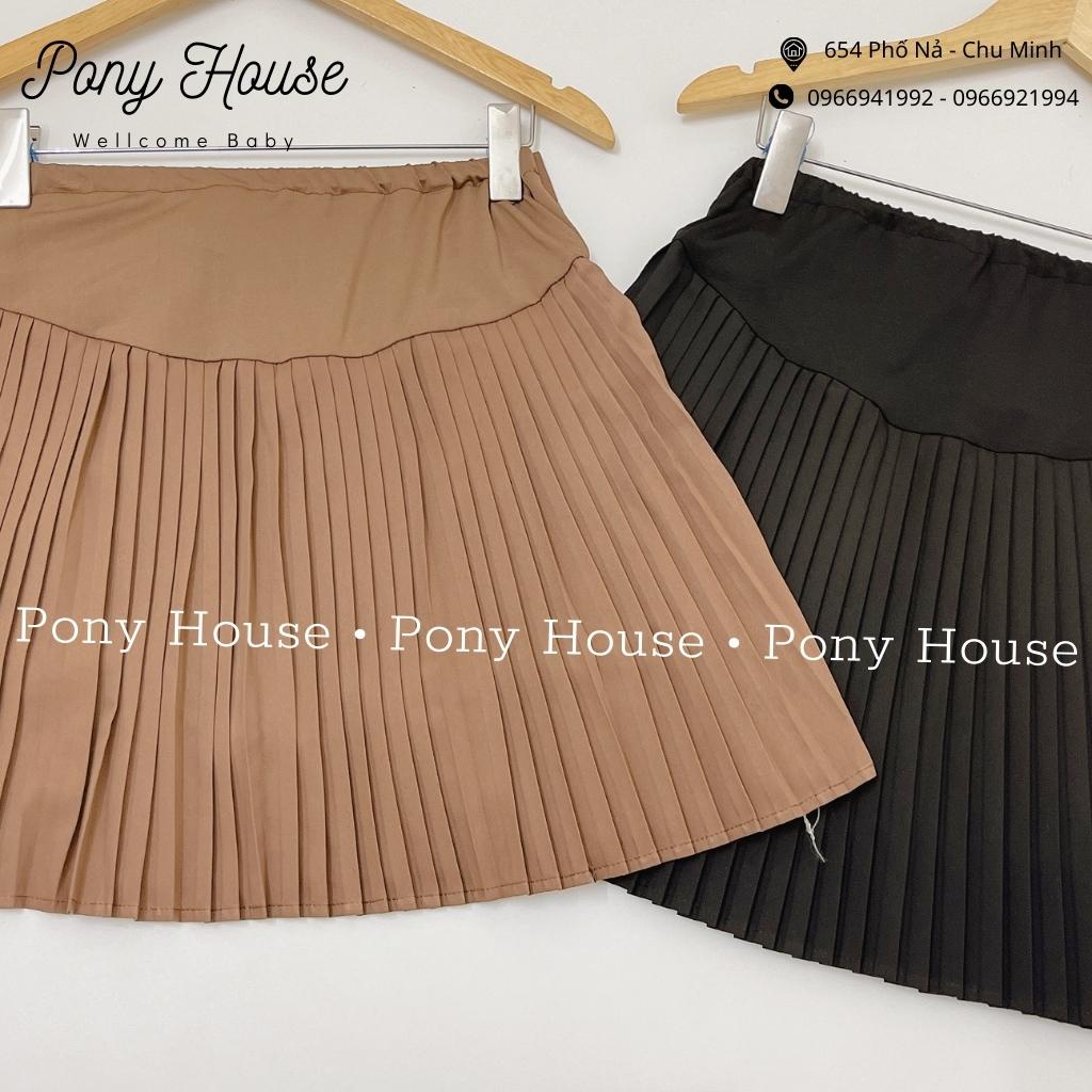 Chân Váy Bầu Xếp Ly Hàn Quốc Dáng Ngắn Trên Gối Có Quần Trong Váy Đáp Bụng Và Chun Chỉnh Cho Mẹ Bầu