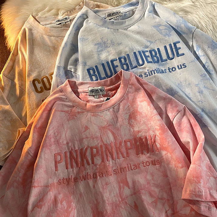 Áo Thun Tay Ngắn Dáng Rộng Thêu Chữ Phong Cách Mới Thời Trang Mùa Hè Cho Cặp Đôi 2022