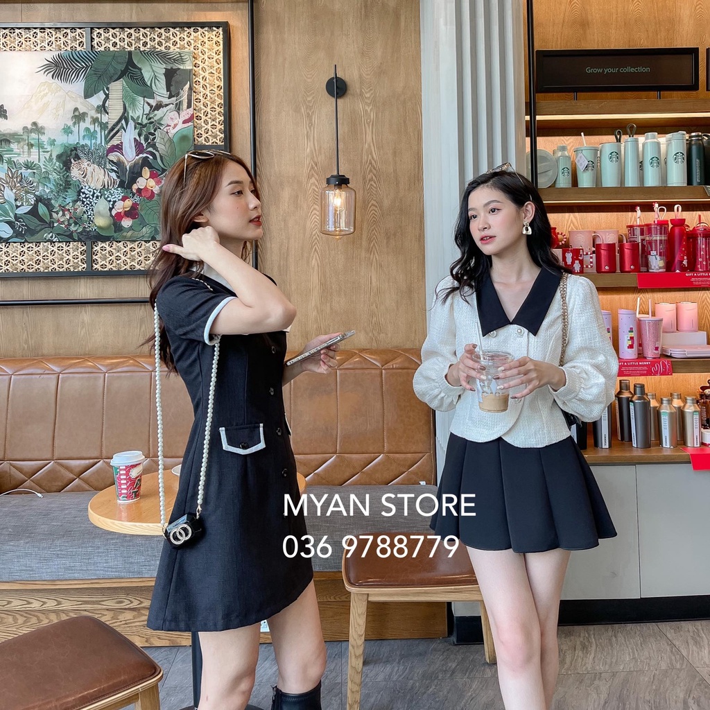 Áo tweet phối cổ tay bồng 6 cúc Avn112106