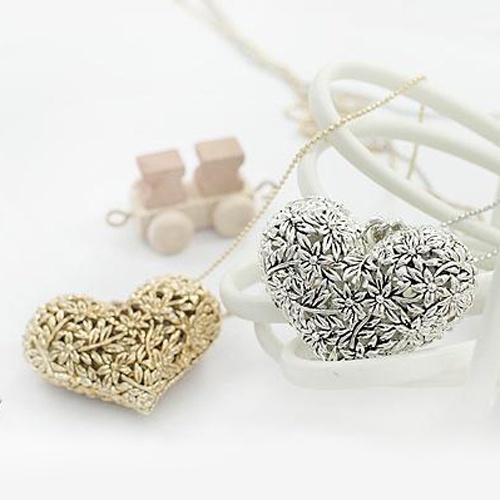 Dây chuyền hợp kim thiết kế hình trái tim chạm khắc tinh tế sang trọng dành cho nữ