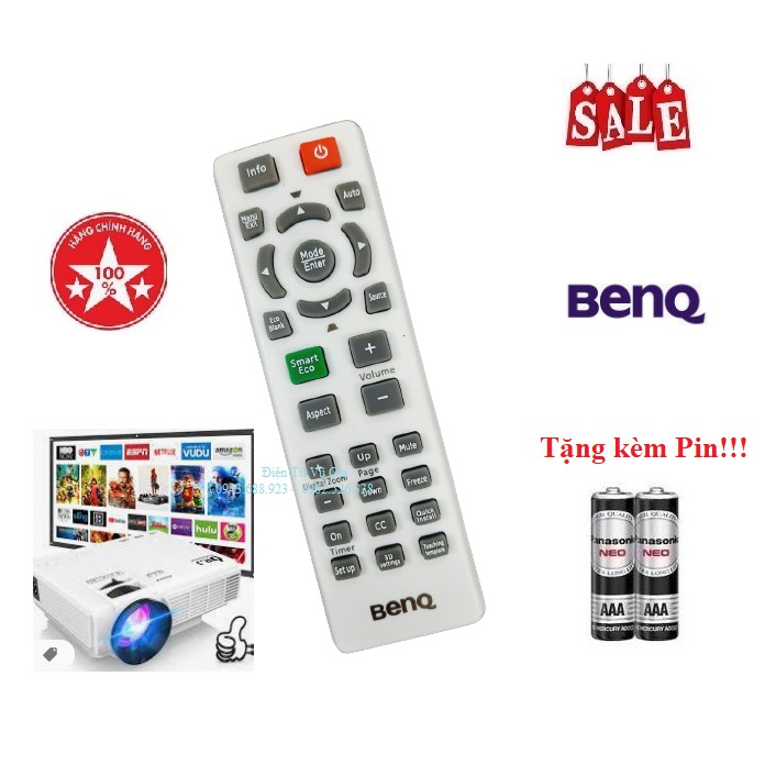 Remote Điều khiển máy chiếu BenQ- Hàng chính hãng mới 100% Tặng kèm Pin