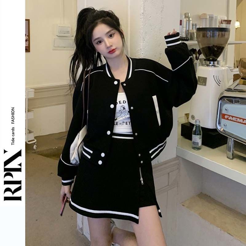 Áo Khoác Bóng Chày Tay Dài Dáng Rộng Phong Cách Retro Cho Nữ