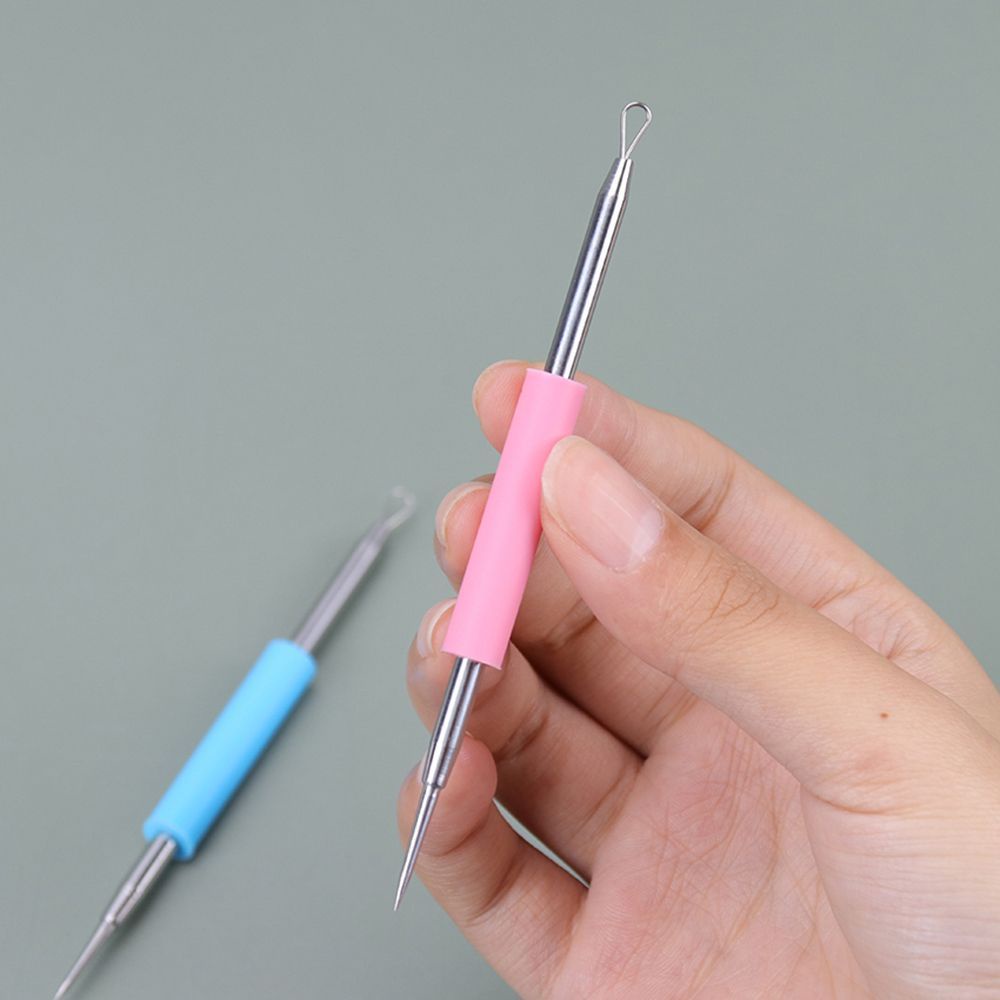 Qqmall cầm tay đầu trắng kim mụn silicone máy làm sạch lỗ chân lông chuyên nghiệp bằng thép không gỉ dụng cụ loại bỏ đầu trắng hai đầu loại bỏ mụn loại bỏ mụn / nhiều màu