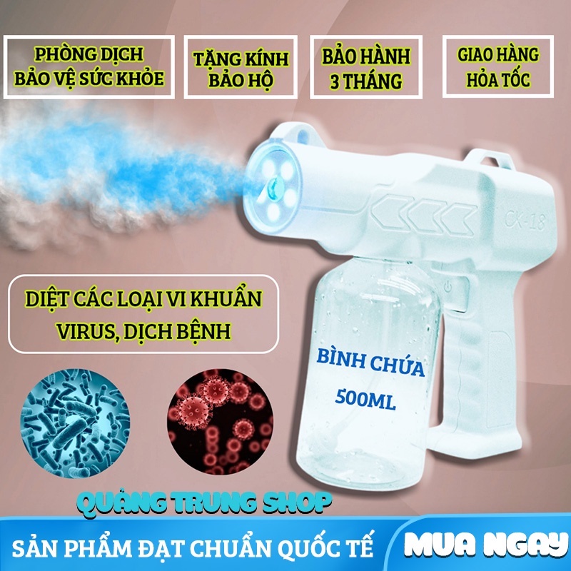 Máy xịt khử khuẩn cầm tay CK18 - Phun khử trùng Nano không dây chống dịch tiện dụng cho gia đình