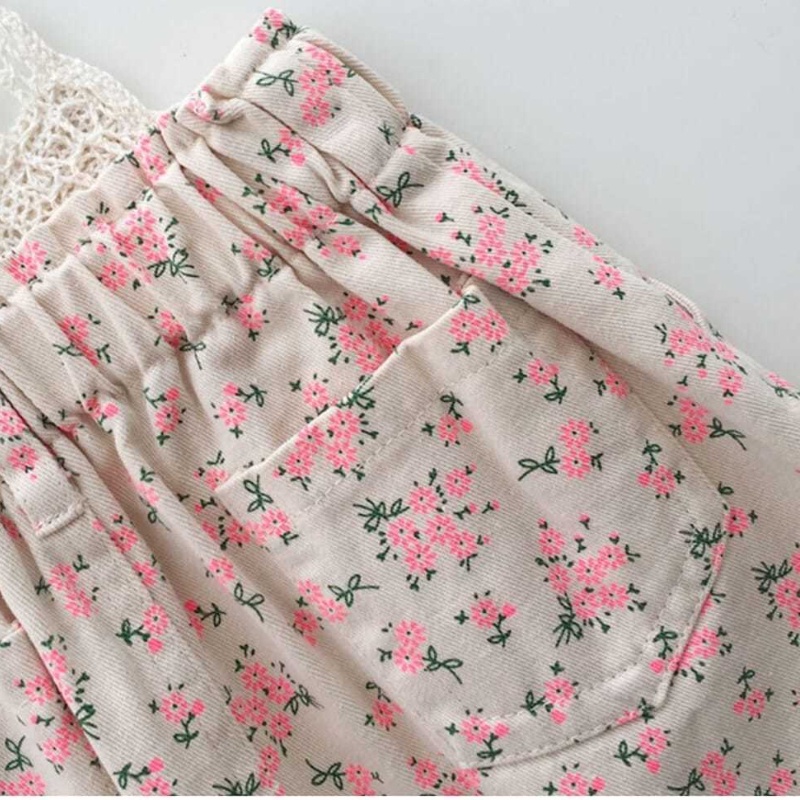 Chân Váydễ thương  bé gái,chân váy Denim Họa Tiết Hoa Xinh Xắn Cho Bé Gái