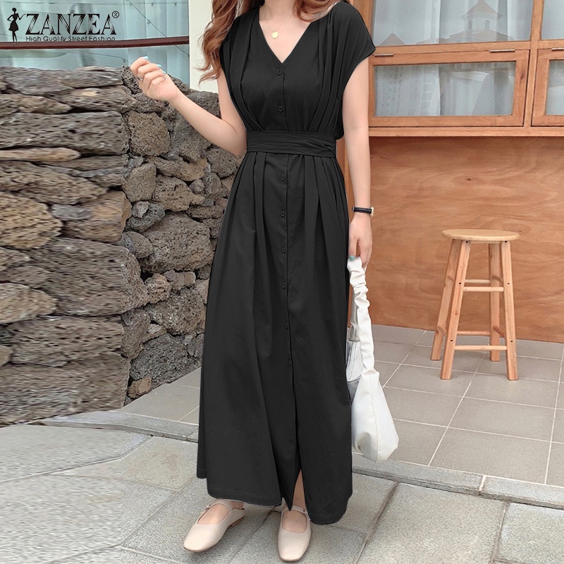 Zanzea Đầm ôm Tay Ngắn Cổ Chữ V Thời Trang Quyến Rũ