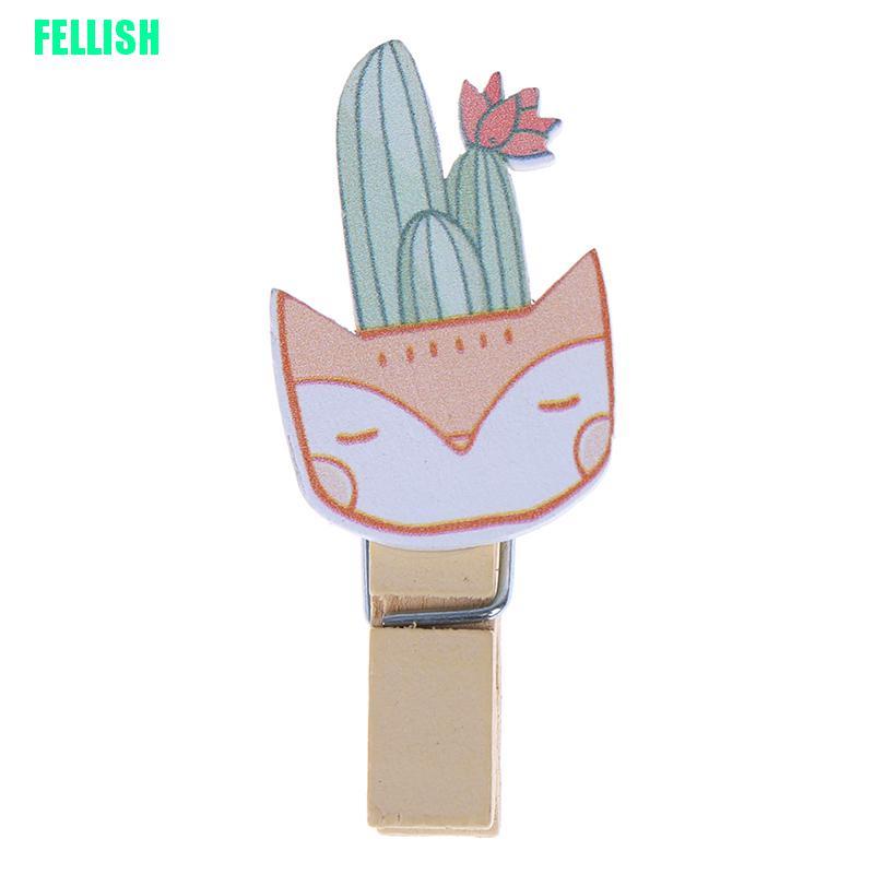 Bộ 10 Kẹp Gỗ Treo Ảnh Hình Cây Xương Rồng Dễ Thương